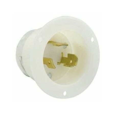 Leviton Flanged Locking Inlet, Non-NEMA, 30 A, 125/250V AC, 3 Pole, Screw Terminals, White 3334-C