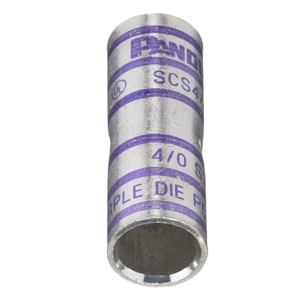 Panduit Crimp Wire Connector, 4/0 AWG Max, Purple, None Insulation, 35 kV SCS4/0-X