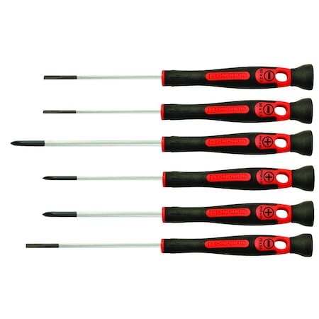Bondhus Set 6 Insulated PrecisionGrip Slotted and Phillips Screwdrivers; 1/16, 5/64, 1/8, PH00, PH0 & PH1 1675804370