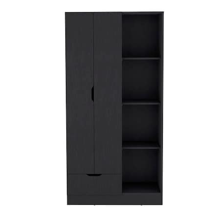 Homeroots 19in Black Wood Corner Accent Chest 731819