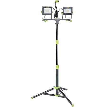 Powersmith Work Light with Tripod, 120 V, 70 W, 2Lamp, LED Lamp, 8000 Lumens Lumens, 5000 K Color Temp PWLD080T