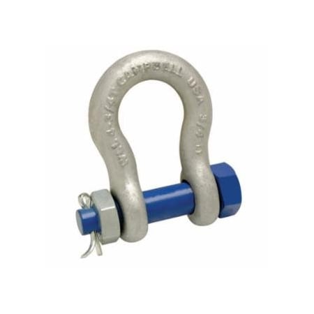Campbell Anchor Shackle, C-999-G, Pin and Bolt, Galvanized, 21/32 in Opening, 3/8 in, 1 ton Working Load 193-5390635
