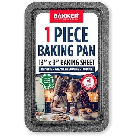 Bakken- Swiss BAKKEN Kitchen Nonstick Cookie Sheet, 13.18in. x 8.66in., PFOA-Free, Oven Safe, 450 DegF, Gray BAKBK1XG