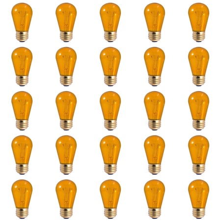 Bulbrite 11-Watt S14 Transparent Amber Dimmable Incandescent Light Bulb, 25PK 861023