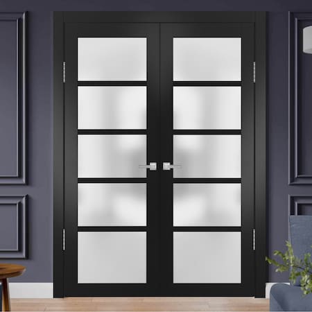Sartodoors Double French Interior Door, 36" x 80", Black QUADRO4002DD-BLK-36