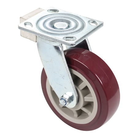 Dayton SwivelCaster, 6in, 4in, Red, Polyurethane MH2TUK703G