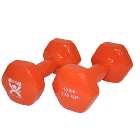 Cando International 10 lbs Vinyl Coated Dumbbell, Orange - 1 Pair CanDo-10-0559-2