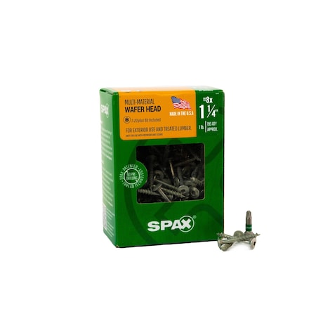 Spax #8 x 1-1/4 in Exterior Wood Deck Screws Construction Wafer Head T-Star Plus, 195PK 4281670400324