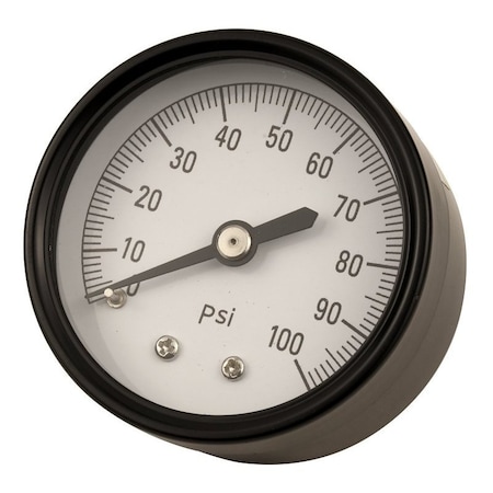 Water Source -RM Pressure Gauge, 1/8 in Connection, Steel Gauge Case, 0 to 100 psi, Back Connection M1002-8B