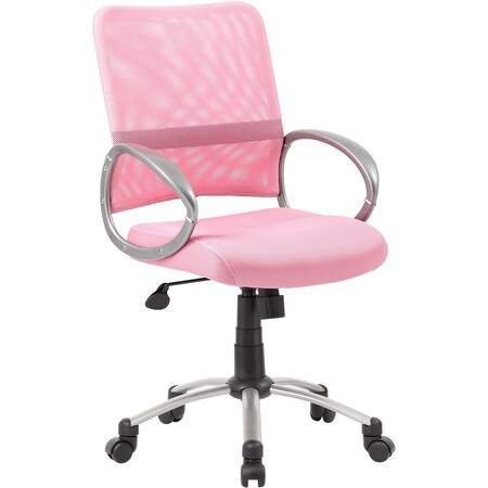 Boss Office Products Boss Mesh Back Office Chair with Arms - Fabric - Mid Back - Pink B6416-PK