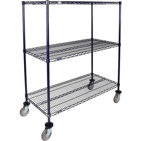 Global Industrial Nexel 3 Shelf Truck, Nexelon, 60"W x 24"D x 69"H, Polyurethane Swivel Casters B3157627
