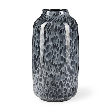 Homeroots 12" Black Mottled Cylinder Glass Table Vase 608284