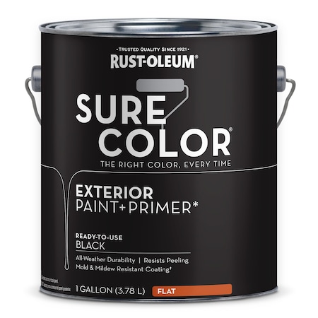Rust-Oleum Exterior Paint and Primer, Flat, Water Base, Black 394669