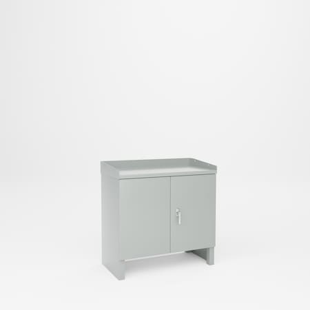 Pucel Shop Cabinet Tool Storage Bench, 36in W x 34in H x 19in D, , 1interior Shelf and 2 Doors, Light Blue C-1836