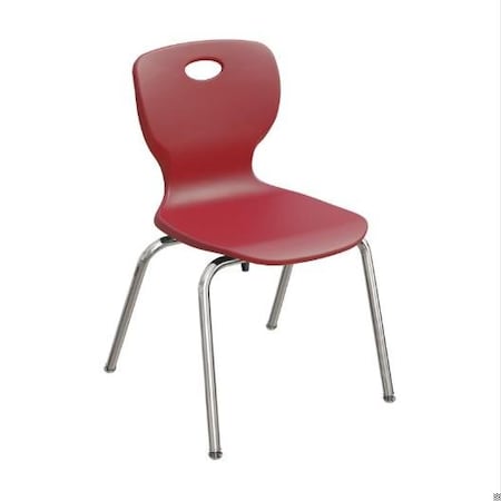 Correll Stacking Student Chair, 18in, Light Texture Seat, Chrome Legs, Red, 4PK CSCHR18-25-4PK
