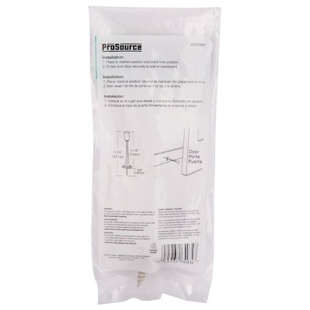 Prosource Heavy-Duty Rigid Door Stop, 3-1/8 in Dia Base, 3-1/8 in Projection, Die-Cast Zinc & Plastic H20-Z023-PS