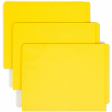 Smead REINFORCED END TAB COLORED FOLDERS, STRAIGHT TAB, LETTER SIZE, YELLOW, 100PK 25910