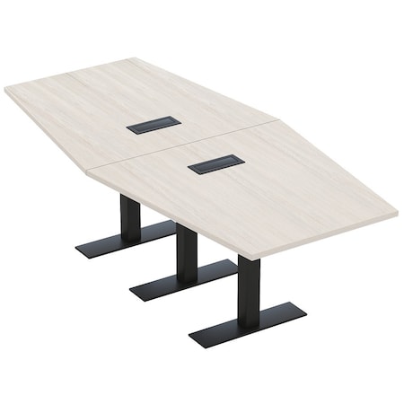 Skutchi Designs 8 Person Conference Table With Power Unit | 8' Hexagon Table | Harmony Series HAR-HEX.IR-48X96-T.BK-K458-EBLK