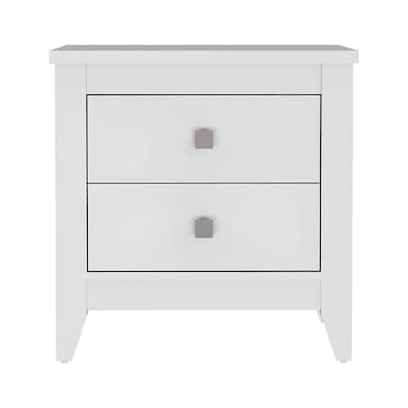 Homeroots 24" White Wood Two Drawer Nightstand 478277