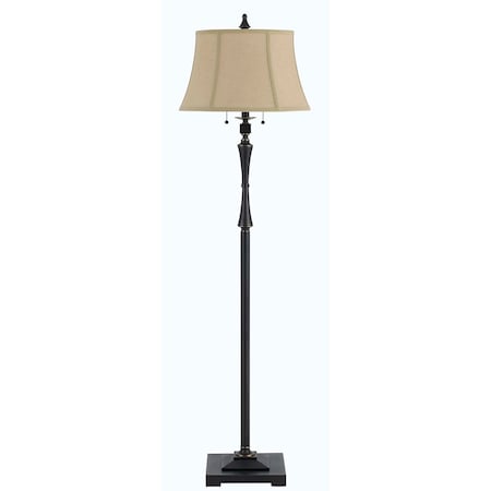 Homeroots 61" Bronze Two Light Traditional Shaped Floor Lamp With Brown Square Shade 526257