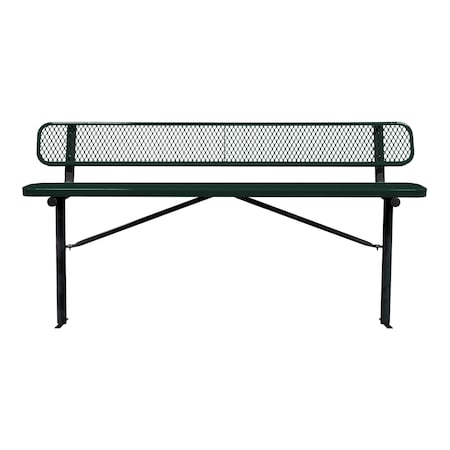 Leisure Craft Bench/Back, Ingroud Mount, 8ft., Blk/Grn B8WBIG-BLACK GREEN