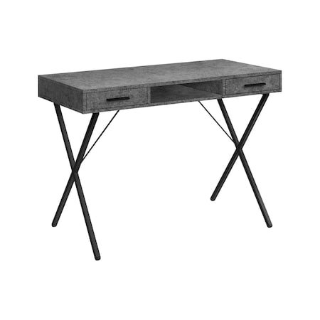 Homeroots 42" Gray and Black Wood and Metal x-Shape Computer Desk With Two Drawers 489887