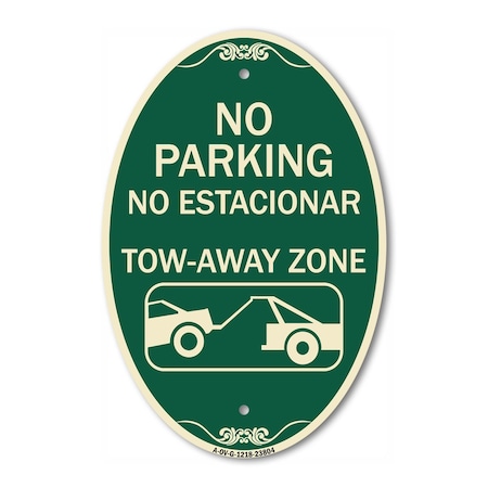 Signmission No Parking - No Estacionar Tow - Away Zone W, 12 In X 18 In Architectural, Heavy Gauge Aluminum A-OV-G-1218-23804