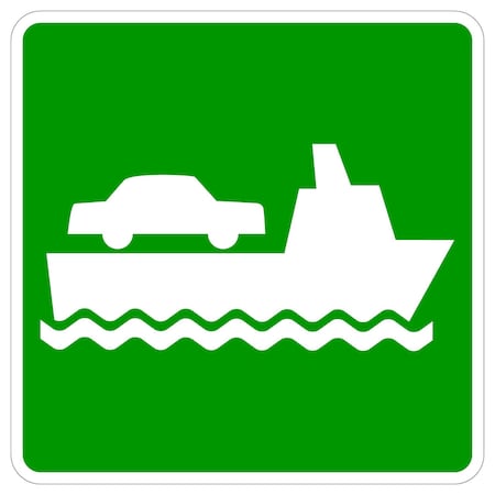 Sign Solutions Usa Vehicle Ferry Terminal (Symbol), 24 in W x Square, Aluminum Sign DUS06HWT2424I3-9
