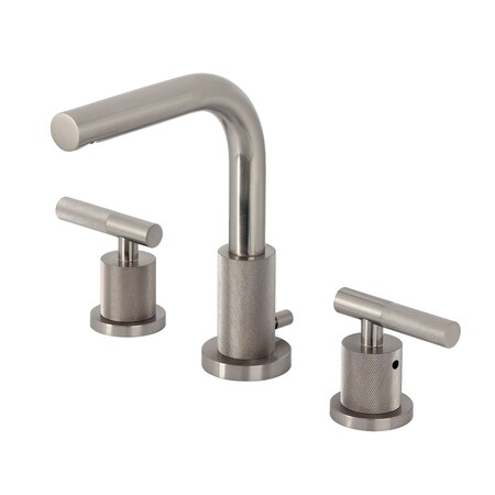 Kingston Brass Widespread Bathroom Faucet with Knurled Handle and Brass Pop-Up, Brushed Nickel FSC8958KNL