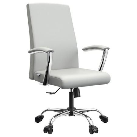 Leisuremod Evander Office Chair in Upholstered Leather and Iron Frame with Swivel and Tilt, White EO20WL