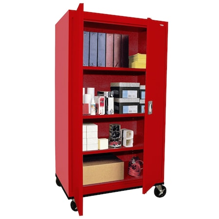 Sandusky Lee Heavy Duty Mobile Welded Steel Storage Cabinet, 36x24x66, Red TA3R362466-01