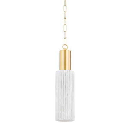 Mitzi The Lifestyled Co X Corissa 1 Light Pendant 32 In. Aged Brass/ Ceramic Whitewash Bisque H830701-AGB/CWB