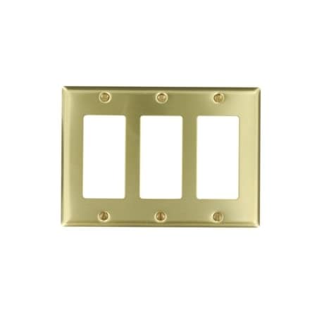 Leviton Decora Wallplate, Standard Size, Gang 3, Brass 81411