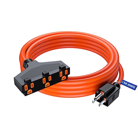 Maximm 15ft 14AWG SJTW 3-Outlet Extension Cord, Orange 3OUT-EXT-ORG-15FT-1PK-SJTW