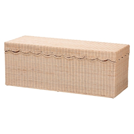 Bali & Pari Damita Scalloped Natural Rattan Storage Bench 259-14270-ZORO