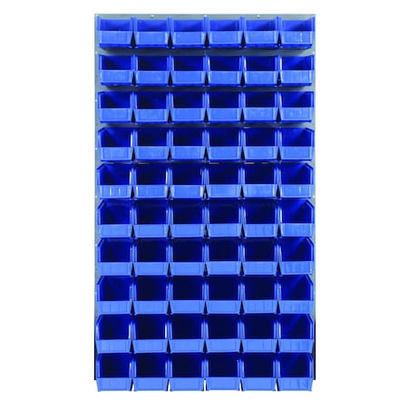 Quantum Storage Systems 36X61 GRAY LOUVERED PANEL WITH BINS BLUE QLP-3661-230-60BL