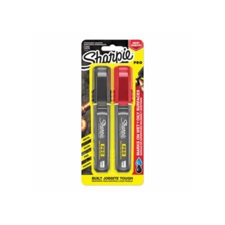 Sharpie PRO Markers, Black/Red, Chisel, 2PK 652-2178496