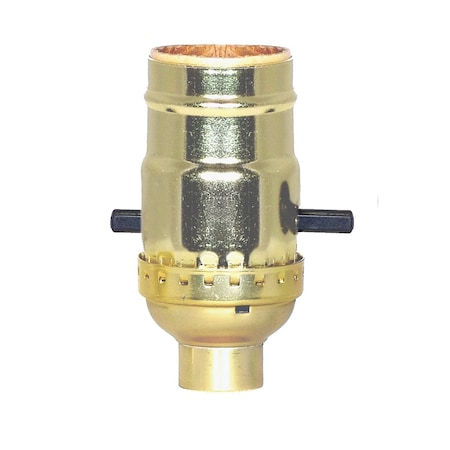Satco On-Off Push Thru Socket 1/8 IPS Aluminum Brite Gilt Finish 660W 250V With Set Screw 80/1529
