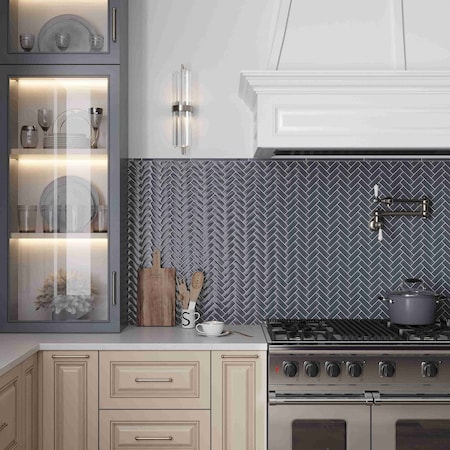 Apollo Tile Dark Gray 0.6 in x 12 in Glass Glossy Pencil Liner Tile Trim 0.5 sqft/case, 10PK T88097-15A