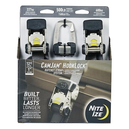 Nite Ize Ratchet Strap, 2 7/8" L, 1 15/16" W, PK2 CJRHS12-09-2R8