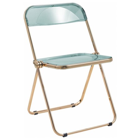 Leisuremod Lawrence Acrylic Folding Chair with Gold Metal Frame, Jade Green LFG19G