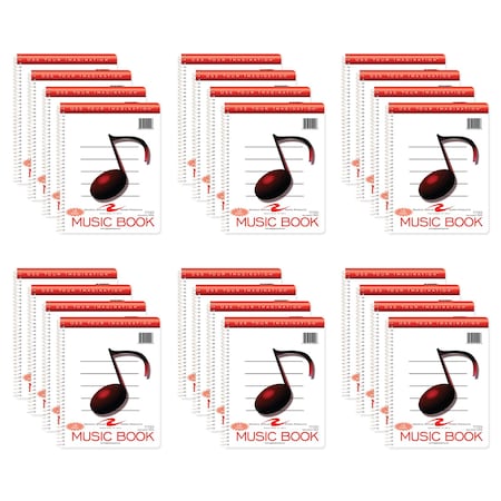 Roaring Spring Case of Music Wirebound Notebook, 12 Staves of Music Lines, 11"x8.5", 32 Sheets per book, PK24 15009cs