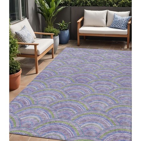 Homeroots 5' X 8' Lavender Sage And Ivory Geometric Washable Indoor Outdoor Area Rug 615207