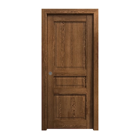 Sartodoors Sliding Pocket Door 42 x 84 inches, Ego 5012 Cognac Oak Veneer, Kit Rail Hardware, Solid Wood Int EGO5012PD-DKO-4284