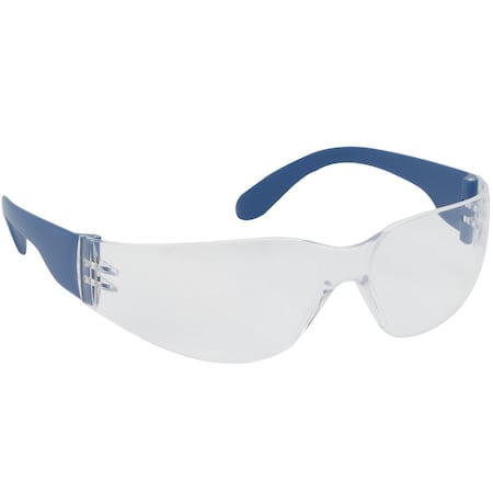 Bouton Optical Rimless Safety Glasses w/Blue Metal Detectable Temple, Clear Lens, Anti-Scratch/Anti-Fog Coating 250-01-D020