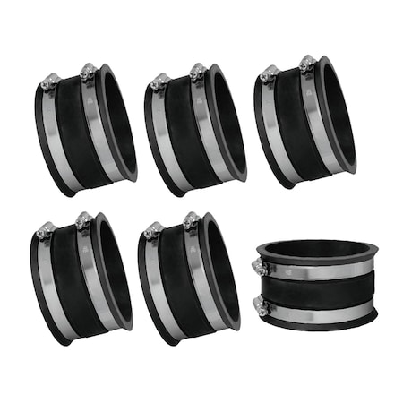 Powertec 4 in. Dust Control Flex Cuff with Steel Hose Clamps, Hose Connector Rubber Cuff Coupler, 6PK 70149-P6N