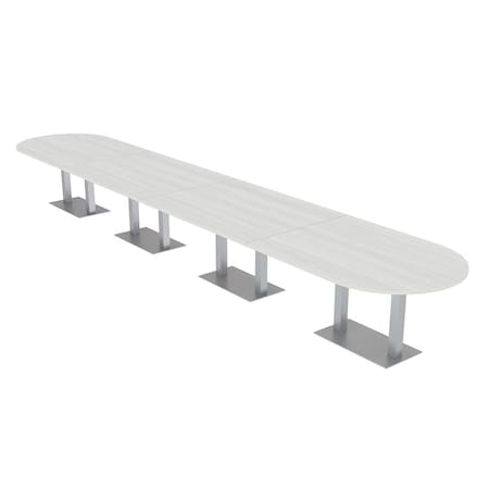 Skutchi Designs Racetrack Conference Table With Power Unit, 48 in W, 240 in L, White HAR-RAC-48X240-DOU-WA7976-NA