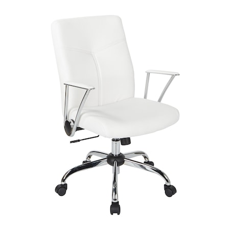 Osp Home Furnishings FL Series Faux Leather Chair, White FL80287C-u11