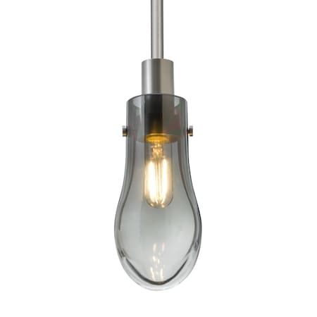 Besa Lighting Wish Stem Pendant, Smoke/Clear, Satin Nickel Finish, 1x3W LED Edison 1TT-WISHSM-EDIL-SN