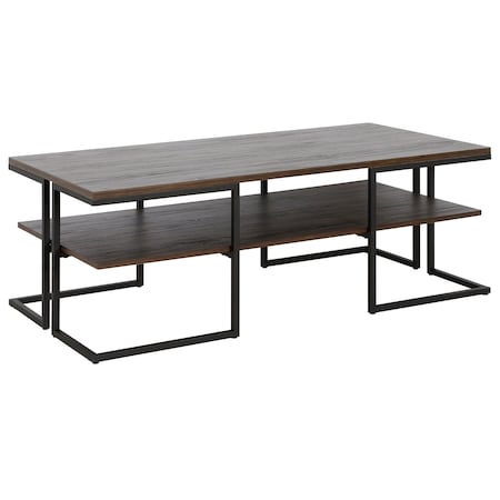 Homeroots 45" Black Steel Coffee Table With Shelf 520930